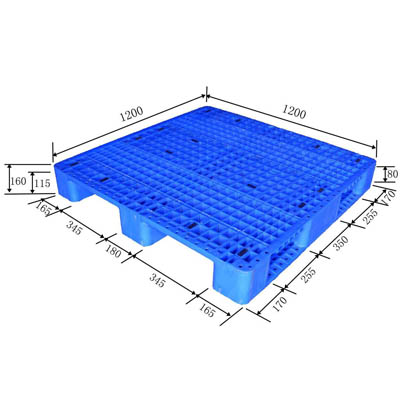 Single Sided Plastic Pallet 1200x1200x160mm